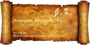 Joerges Kristóf névjegykártya